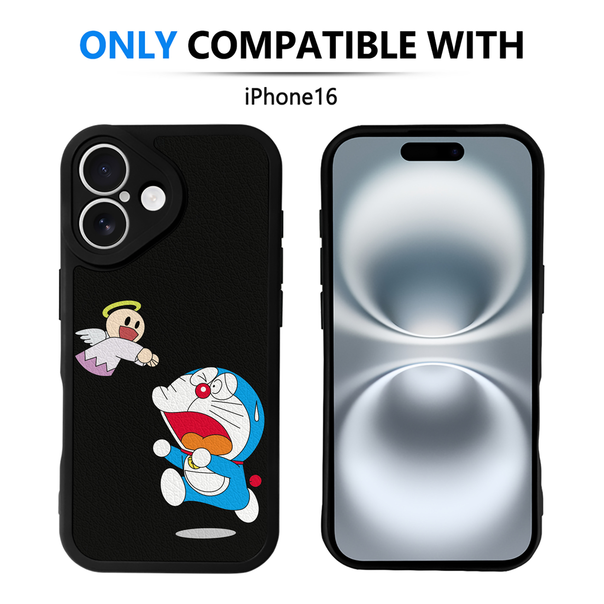 （画像用） ドラえもん Doraemon 【iPhone 16シリーズ対応】シリコンスマホケース（レザー調） 材質：シリコン